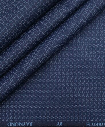 Raymond Men's Cotton Printed 1.80 Meter Unstitched Technostretch Shirt Fabric (Dark Blue)