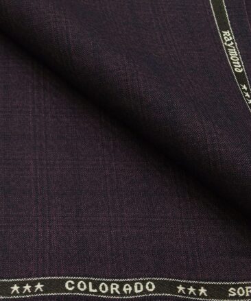 Raymond Men's Poly Viscose Unstitched Self Checks Suiting Fabric (Dark Purple)