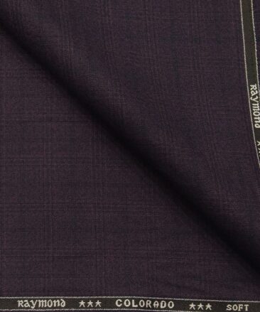 Raymond Men's Poly Viscose Unstitched Self Checks Suiting Fabric (Dark Purple)