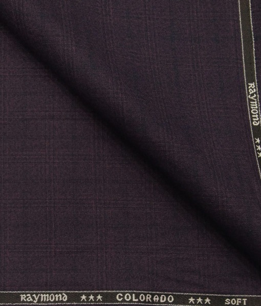 Raymond Men's Poly Viscose Unstitched Self Checks Suiting Fabric (Dark Purple)