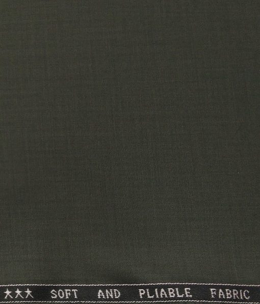 Raymond Men's Poly Viscose Unstitched Solids  Suiting Fabric (Dark Seaweed Gren)