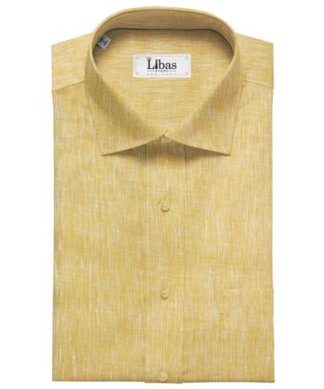 Linen Club Men's Linen 50 LEA Self Design Unstitched Shirting Fabric (Merigold Orange)