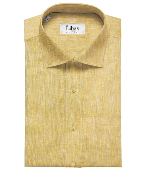 Linen Club Men's Linen 50 LEA Self Design Unstitched Shirting Fabric (Merigold Orange)