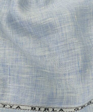 Linen Club Men's Linen 50 LEA Structured Unstitched Shirting Fabric (Sky Blue)