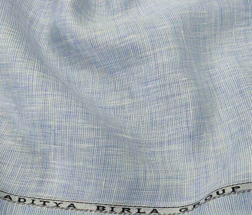 Linen Club Men's Linen 50 LEA Structured Unstitched Shirting Fabric (Sky Blue)