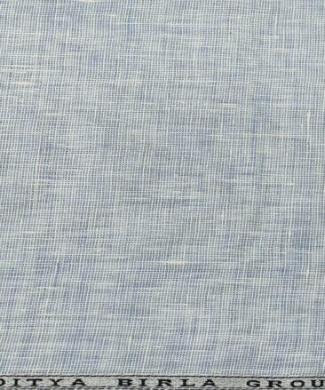 Linen Club Men's Linen 50 LEA Structured Unstitched Shirting Fabric (Sky Blue)