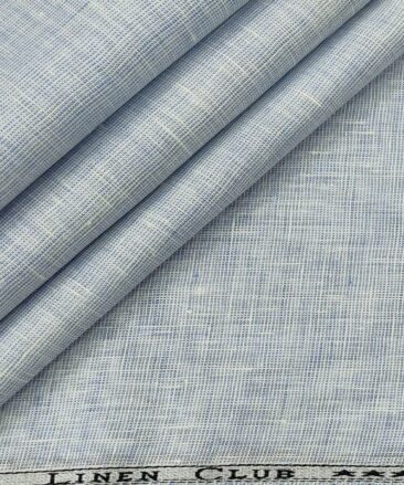 Linen Club Men's Linen 50 LEA Structured Unstitched Shirting Fabric (Sky Blue)