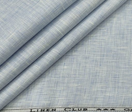 Linen Club Men's Linen 50 LEA Structured Unstitched Shirting Fabric (Sky Blue)