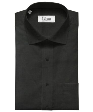 Linen Club Men's Linen Solid 3.50 Meter Unstitched Shirting Fabric (Black)