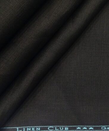 Linen Club Men's Linen Solid 3.50 Meter Unstitched Shirting Fabric (Black)