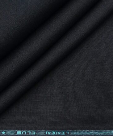 Linen Club Men's Linen Solid 2.25 Meter Unstitched Shirting Fabric (Dark Navy Blue)