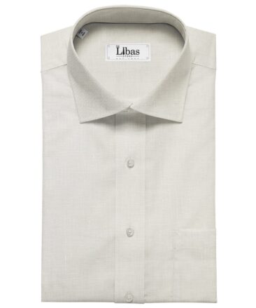 Linen Club Men's Linen 60 LEA Solid Unstitched Shirting Fabric (Milky White)