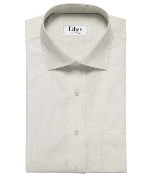 Linen Club Men's Linen 60 LEA Solid Unstitched Shirting Fabric (Milky White)