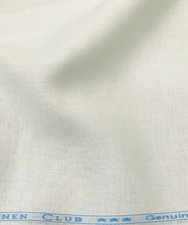 Linen Club Men's Linen 60 LEA Solid Unstitched Shirting Fabric (Milky White)