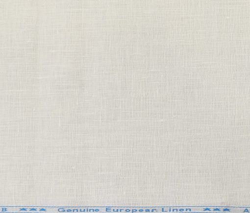 Linen Club Men's Linen 60 LEA Solid Unstitched Shirting Fabric (Milky White)