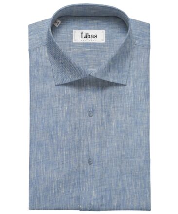 Linen Club Men's Linen 60 LEA Self Design Unstitched Shirting Fabric (Light Blue)