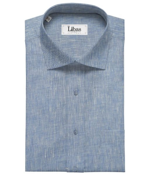 Linen Club Men's Linen 60 LEA Self Design Unstitched Shirting Fabric (Light Blue)