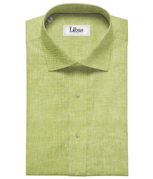 Linen Club Men's Linen 60 LEA Self Design Unstitched Shirting Fabric (Light Green)