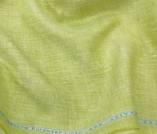 Linen Club Men's Linen 60 LEA Self Design Unstitched Shirting Fabric (Light Green)