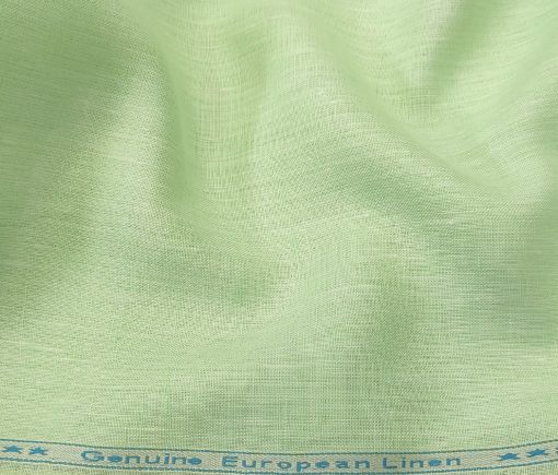 Linen Club Men's Linen 60 LEA Self Design Unstitched Shirting Fabric (Light Mint Green)