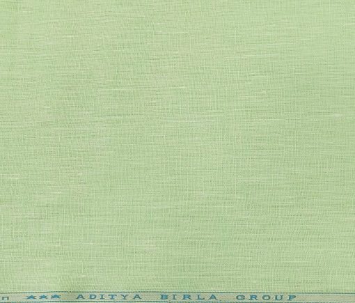 Linen Club Men's Linen 60 LEA Self Design Unstitched Shirting Fabric (Light Mint Green)