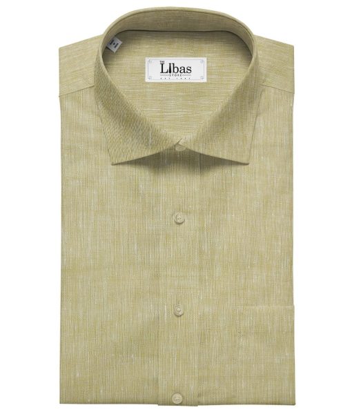 Linen Club Men's Linen 60 LEA Self Design Unstitched Shirting Fabric (Shortbread Beige)