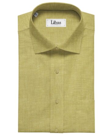 Linen Club Men's Linen 60 LEA Self Design Unstitched Shirting Fabric (Blonde Yellow)