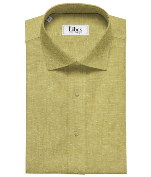 Linen Club Men's Linen 60 LEA Self Design Unstitched Shirting Fabric (Blonde Yellow)