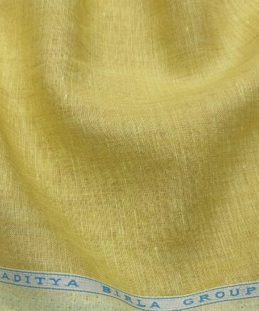 Linen Club Men's Linen 60 LEA Self Design Unstitched Shirting Fabric (Blonde Yellow)