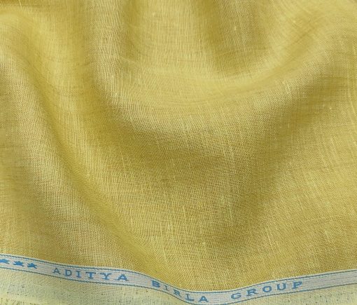 Linen Club Men's Linen 60 LEA Self Design Unstitched Shirting Fabric (Blonde Yellow)