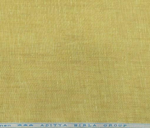 Linen Club Men's Linen 60 LEA Self Design Unstitched Shirting Fabric (Blonde Yellow)