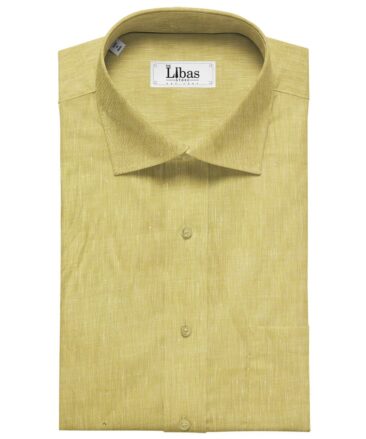 Linen Club Men's Linen Self Design 2.25 Meter Unstitched Shirting Fabric (Corn Yellow)