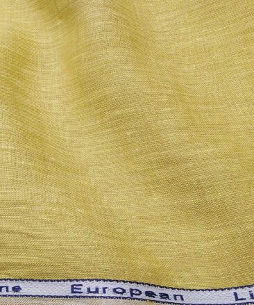 Linen Club Men's Linen Self Design 2.25 Meter Unstitched Shirting Fabric (Corn Yellow)