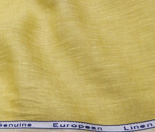 Linen Club Men's Linen Self Design 2.25 Meter Unstitched Shirting Fabric (Corn Yellow)