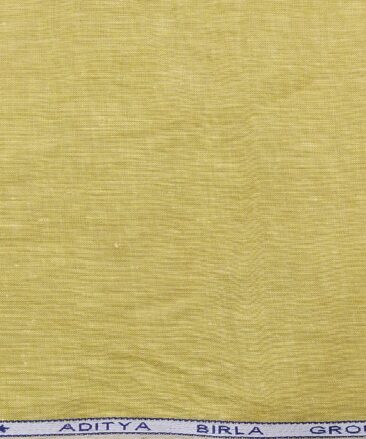 Linen Club Men's Linen Self Design 2.25 Meter Unstitched Shirting Fabric (Corn Yellow)