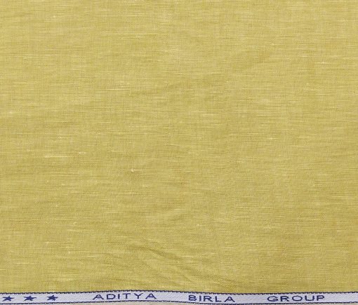 Linen Club Men's Linen Self Design 2.25 Meter Unstitched Shirting Fabric (Corn Yellow)