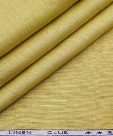 Linen Club Men's Linen Self Design 2.25 Meter Unstitched Shirting Fabric (Corn Yellow)