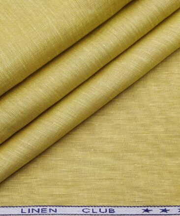 Linen Club Men's Linen Self Design 2.25 Meter Unstitched Shirting Fabric (Corn Yellow)