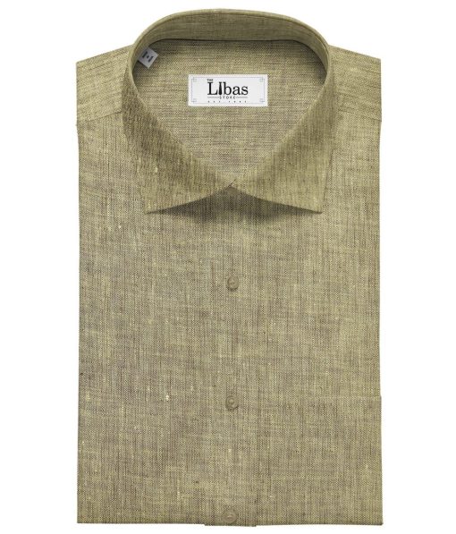 Linen Club Men's Linen Self Design 2.25 Meter Unstitched Shirting Fabric (Flaxen Yellow)