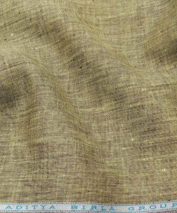 Linen Club Men's Linen Self Design 2.25 Meter Unstitched Shirting Fabric (Flaxen Yellow)