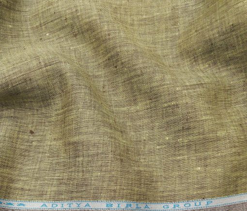 Linen Club Men's Linen Self Design 2.25 Meter Unstitched Shirting Fabric (Flaxen Yellow)