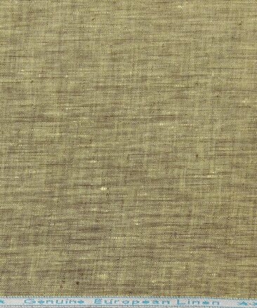 Linen Club Men's Linen Self Design 2.25 Meter Unstitched Shirting Fabric (Flaxen Yellow)