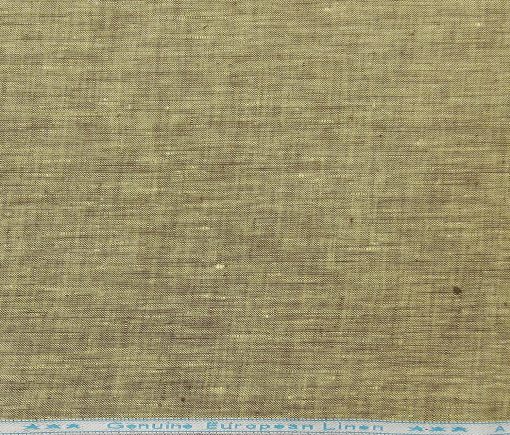 Linen Club Men's Linen Self Design 2.25 Meter Unstitched Shirting Fabric (Flaxen Yellow)