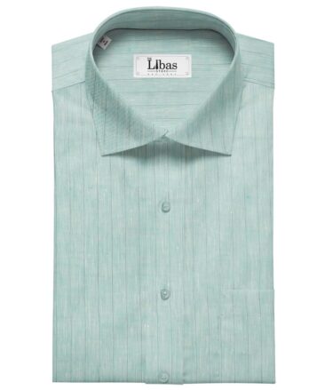 Linen Club Men's Linen Striped 2.25 Meter Unstitched Shirting Fabric (Arctic Blue)