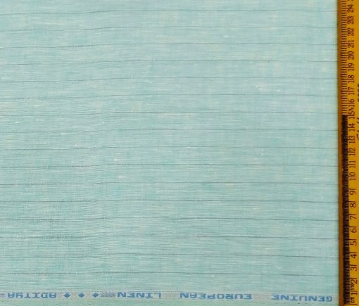 Linen Club Men's Linen Striped 2.25 Meter Unstitched Shirting Fabric (Arctic Blue)