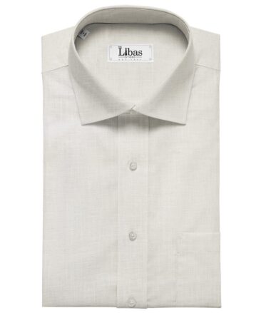 Linen Club Men's Linen 100 LEA Solid Unstitched Shirting Fabric (Milky White)