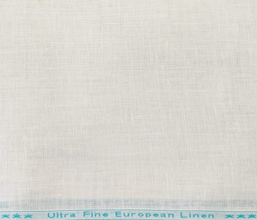 Linen Club Men's Linen 100 LEA Solid Unstitched Shirting Fabric (Milky White)