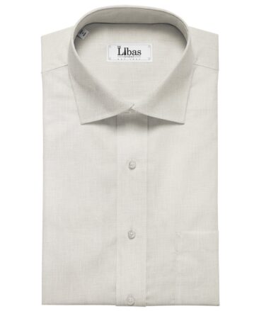 Linen Club Men's Linen 120 LEA Solid Unstitched Shirting Fabric (Milky White)