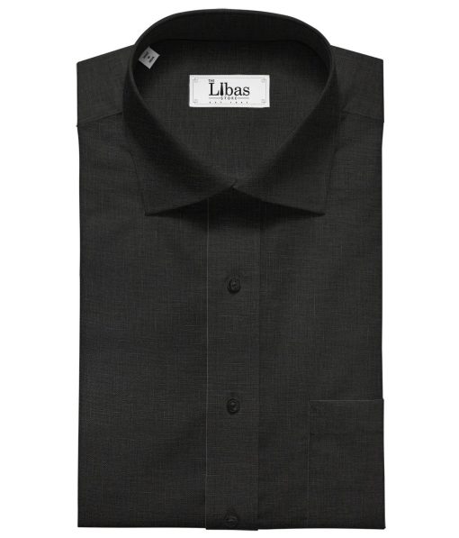 Burgoyne Men's Linen Solid 3.50 Meter Unstitched Shirting Fabric (Black)