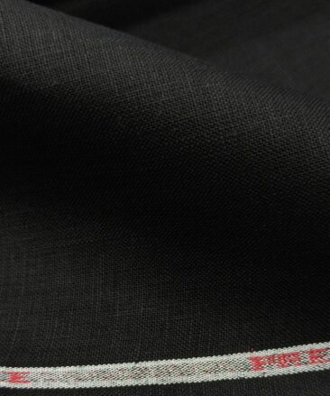 Burgoyne Men's Linen Solid 3.50 Meter Unstitched Shirting Fabric (Black)